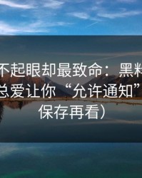 看起来不起眼却最致命：黑料网弹窗为什么总爱让你“允许通知”？（先保存再看）