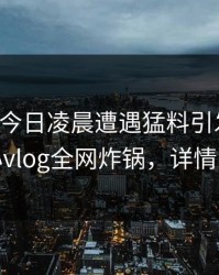 网红在今日凌晨遭遇猛料引发联想，糖心vlog全网炸锅，详情围观