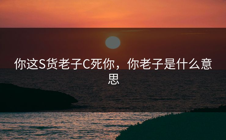 你这S货老子C死你，你老子是什么意思