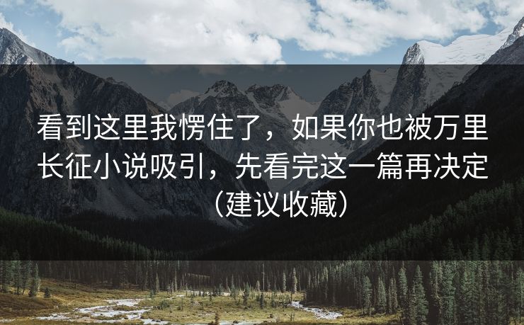 看到这里我愣住了，如果你也被万里长征小说吸引，先看完这一篇再决定（建议收藏）