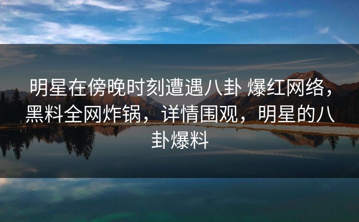 明星在傍晚时刻遭遇八卦 爆红网络，黑料全网炸锅，详情围观，明星的八卦爆料